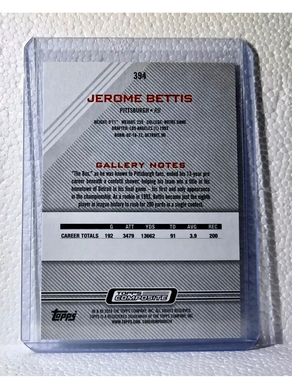 Jerome Bettis 2023 Topps Gallery NFL #394 Football Card Pittsburgh Steelers